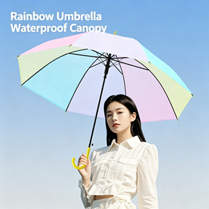 Nouveau Parapluie Publicitaire Transparent Color Block Automatique pour Adultes, Canopée Épaissie en EVA, Manche Long, Logo Personnalisé, Cadeaux d'Affaires - Product Image 2