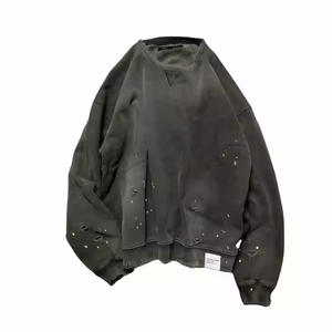 <span class=keywords><strong>Sweat</strong></span>-shirt de luxe lourd 100% coton pour homme <span class=keywords><strong>Sweat</strong></span>-shirt ras du cou personnalisé entièrement vieilli - Product Image 2