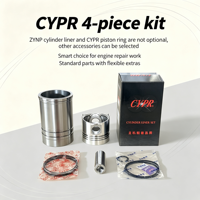 Kit complet de révision moteur diesel 4 pièces : Piston, chemise de cylindre, jeu de segments et axe de piston – Kit de composants pour la reconstruction du moteur