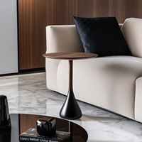 Table basse de salon haut de gamme minimaliste italienne en bois massif avec plateau en noyer, design créatif