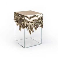 Table basse moderne et créative en laiton, style luxe léger, motif goutte d'eau, pour villa, chambre, salon, table d'appoint