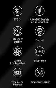 Auricolari Bluetooth <span class=keywords><strong>J9</strong></span> 2 in 1 con Cavo Staccabile e Archetto da Collo, ANC ENC Riduzione del Rumore, Microfono, IPX6, TWS Wireless per Turismo e Campeggio - Product Image 2