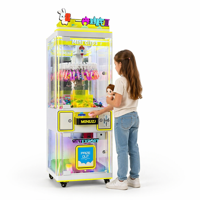 Luxury Prize Clip Machine Rotating Keychain Vending Table with Led Light Strip for Commercial Shopping Amusement Parks