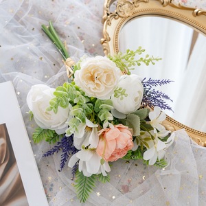 Bouquet de fleurs artificielles Xinzi Lulian en tissu tissé plastique pour mariage et décoration intérieure CF01346A - Product Image 1
