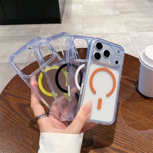 Funda Magnética para Teléfono con Botón Táctil Integrado, Transparente y Esmerilada, para iPhone 16 17 Pro Max, Carcasa Protectora de TPU y PC - Product Image 1