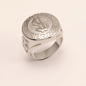 Anillo de Acero Inoxidable 316 con Diseño de Signo de Dólar Punk y Baño de Oro, Proceso de Fundición Cerrada, Listo para Fiestas, Anillo para Hombre - Product Image 3