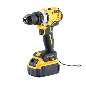 Perceuse à percussion professionnelle 10 mm sans clé, jaune, lithium rechargeable, <span class=keywords><strong>double</strong></span> vitesse, sans balais, personnalisable OEM - Product Image 2