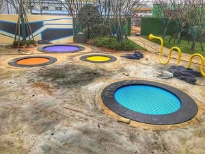 <span class=keywords><strong>Trampoline</strong></span> enterré au sol avec logo OEM, design coloré personnalisé pour parc extérieur - Product Image 4