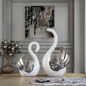 Decoración de Cisne Blanco y Negro de Cerámica Art <span class=keywords><strong>Deco</strong></span> para el Hogar, Ideal para Regalos, Sala de Estar - Product Image 3