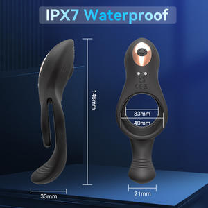 Anneau vibrant en silicone à double anneau à 10 fréquences avec télécommande - Product Image 4