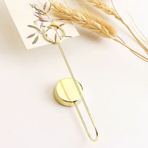 Portatarjetas redondo de metal, clip para notas, 7 cm x 11 cm, organizador de escritorio minimalista amarillo para mensajes, etiquetas y fotos - Product Image 1