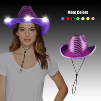 Chapeaux LED Lumineux Cowgirl et Cowboy à Paillettes Imperméables pour la Rentrée Scolaire, le Ramadan, Noël, Halloween, Costumes, Cosplay, Mariages et Fêtes en Gros