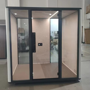 Cabine de bureau insonorisée moderne pour quatre personnes avec design modulaire, structure en aluminium, isolation acoustique 32 dB pour usage en centre commercial et à domicile - Product Image 1