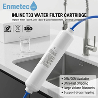 Filter Air Reverse Osmosis Enmetec Inline T33 Post Carbon 0.1 Mikron 400 GPD Sambungan Cepat Tenaga Kendaraan Rumah Tangga Hotel