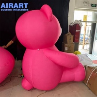 Grande mascotte gonflable personnalisée en forme d'ours rose de dessin animé, ours gonflable assis pour extérieur, mascotte gonflable imprimée sur mesure