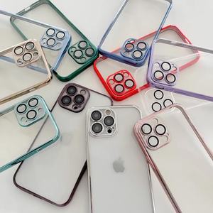 Custodia per telefono placcato placcato <span class=keywords><strong>oro</strong></span> di lusso per <span class=keywords><strong>iPhone</strong></span> 16 <span class=keywords><strong>Pro</strong></span> <span class=keywords><strong>Max</strong></span> 17 custodia in Silicone trasparente con protezione della fotocamera - Product Image 1