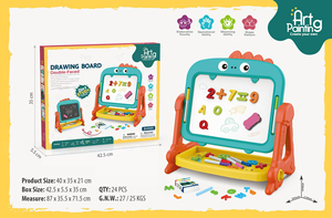 Giocattoli Educativi per Bambini, Lavagna per Disegno e Scrittura, Tavolo da Disegno Verticale Bifacciale con Supporto per Bambini - Product Image 2