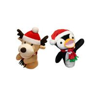 Adorable ensemble de marionnettes à main en peluche de Noël : Père Noël, Bonhomme de neige, Renne, Pingouin – Jouets en peluche de Noël
