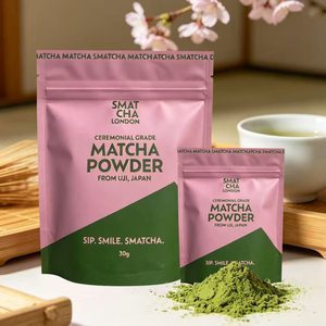 Bolsa de plástico personalizada con cierre hermético para alimentos, apta para uso alimentario, de 30g, para polvo de matcha, con cremallera. - Product Image 2