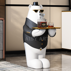 大きなかわいいクマの樹脂トレイサイドソファデコレーションリビングルーム寝室暴力的なクマの飾りお正月 - Product Image 1