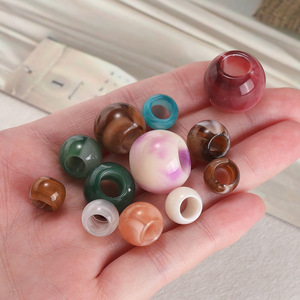 Perles rondes en acrylique à grand trou, taille moyenne, traitement nacré, accessoires de bijoux DIY pour bracelets, colliers, chaînes de téléphone - Product Image 3