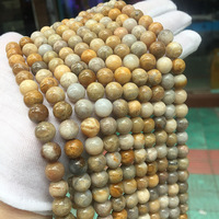 2025 à la mode pierre de chrysanthème naturel corail Jade perles de pierre rondes en vrac perles de jade jaune en brin pour la fabrication de bijoux