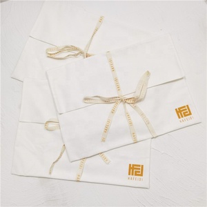 GOTS Organic Cotton <b>Envelope</b> Bags Fold Over <b>White</b> Cotton <b>Envelope</b> Pouch Dust Clothes Pillow Pouch Bag With Cotton Bow - Product Image 3