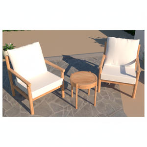 Ensemble pour l'extérieur en bois massif écologique et durable comprenant 1 table ronde et 2 chaises - Product Image 1