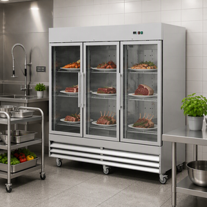 Congélateur de style américain à grande capacité 81 pouces pour restaurant, avec porte en verre trempé CE 3, pour stockage en cuisine et congélation - Product Image 1