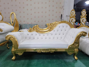 Outdoor Goud Gestoffeerde Klassieke Chaise Lounge Loveseat Comfortabele Koninklijke Troonbank Fauteuils Lederen Koningin Troonbank - Product Image 5