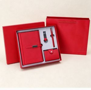 Luxury Journal <b>Notebook</b> for Gift Custom Red Faux Leather Magnetic Diary With Pen Key Chain and Name Card - Product Image 3