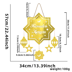 Ornement mural Ramadan, croissant de lune doré et étoile avec découpes de <span class=keywords><strong>château</strong></span> et de lanterne, décoration de porte pour la maison, festival islamique - Product Image 5