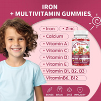 Gommes multivitaminées avec calcium, zinc, soutien immunitaire, renforcement du sang et soutien énergétique pour les carences en fer, l'anémie, végétaliennes