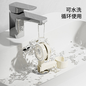 Suction Cup Hair Dryer Holder Rotatable Bathroom Storage Double Hooks White Pink Minimalist Design - Product Image 4