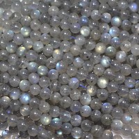 Perles rondes lisses en labradorite bleue de Madagascar AAA naturelle Meihan pour la fabrication de bijoux DIY