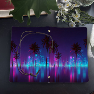 Cahier A6 style vintage avec fermeture à cravate fait à la main 160 pages cadeau d'anniversaire parfait pour belle-sœur avec palmiers néon c - Product Image 4