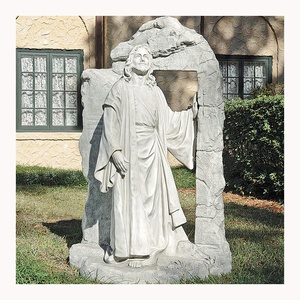 Estatua de Jesucristo Resucitado en Mármol Blanco para Decoración de Jardín - Product Image 1