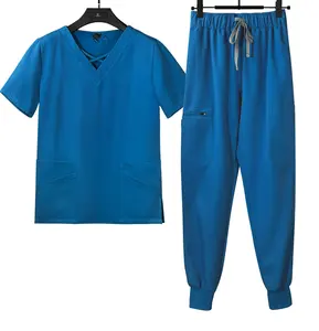 Set seragam dokter dan perawat wanita, Scrub seragam bedah regang Scrub set, sikat perawatan medis perempuan