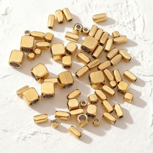 Geometric Square <b>Spacer</b> Beads | PVD Gold Plated Stainless Steel Large Hole Metal Beads for DIY Bracelet Necklace Jewelry Making - Product Image 2