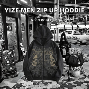 Sudadera YIZE para Hombre con Cierre, Bordado 3D Digital, Ajuste Holgado, Poliéster Transpirable, Manga Larga, Sin Bolsillos, con Capucha, Diseño ODM - Product Image 2