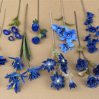 Arrangement floral de mariage en soie artificielle bleu royal de qualité supérieure pour arche, centre de table, décoration résistante à la décoloration, approvisionnement en gros
