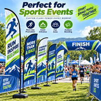 Drapeau de plage extérieur personnalisé OEM, bannière publicitaire commerciale pour la promotion de la marque, les activités publiques et les festivals