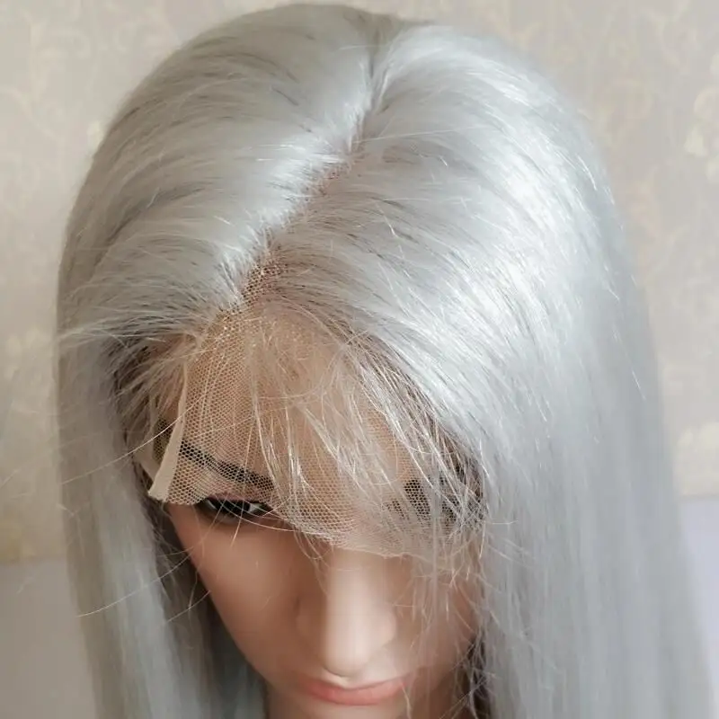 Grijs Kant Voorkant Menselijk Haar 180% Recht Grijs Menselijk Haar Pruik Brazilian Ombre Remy Human Hair Pruiken Zilver Grey Lace Front Pruik