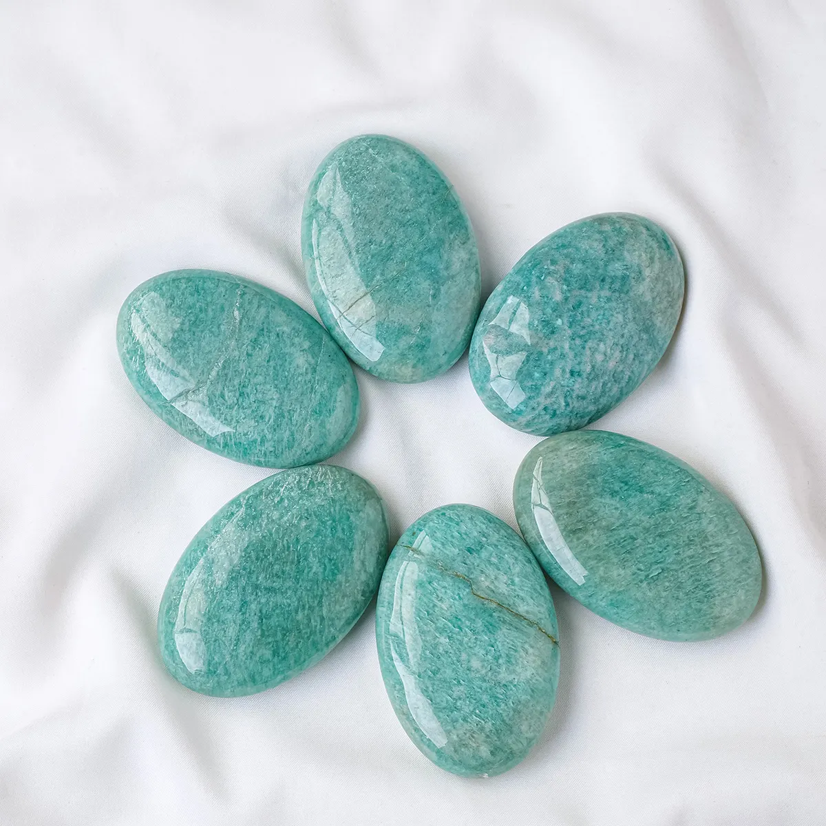 Wholesale Natural Healing Crystal Massage Amazonite Tumbled Stone Crafts Carved Crystal Hot Compress Stone For Decor