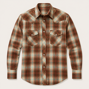 Western Plaid Shirt unisex Button <b>Down</b> Long Sleeve Casual Flannel Top Regular Fit All Seasons Vintage Style - Product Image 2