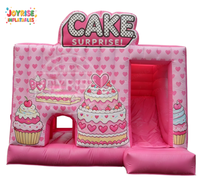 Château gonflable commercial JOYRISE pour filles, thème gâteau, rose, avec toboggan, en PVC, garantie 3 ans, 500 kg