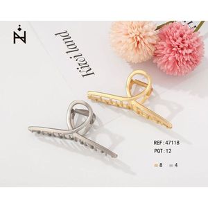 Fermaglio per capelli Rich Land da 11 cm, in metallo leggero, con chiusura a croce, per uso quotidiano da donna, stile semplice - Product Image 1
