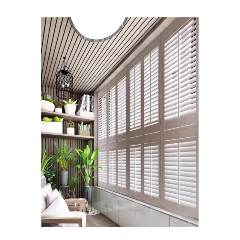 Modern Australia Discount Motorized Louver Black White window blinds indoor wooden shutters From China