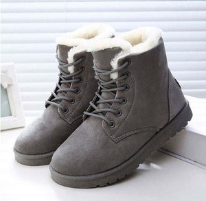 Haute qualité bout rond doublé en peluche chaud mi haut automne hiver Martin bottes chaussures pour femmes dame botte - Product Image 3