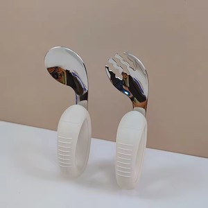 Nuovo Design Training facile da impugnare gomitiera manico corto per imparare artefatto in Silicone per bambini 316 in acciaio inox cucchiai forchetta - Product Image 4